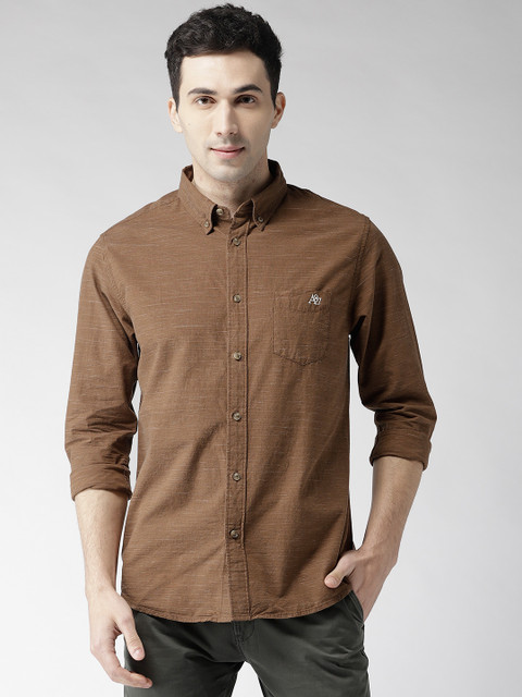 

Aeropostale Men Brown Regular Fit Solid Casual Shirt