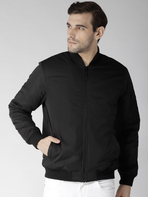 

Aeropostale Men Black Solid Bomber Jacket