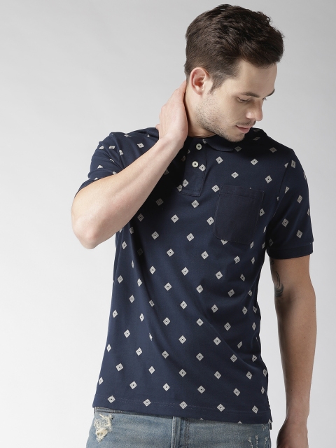 

Aeropostale Men Navy Printed Polo Collar T-shirt, Navy blue