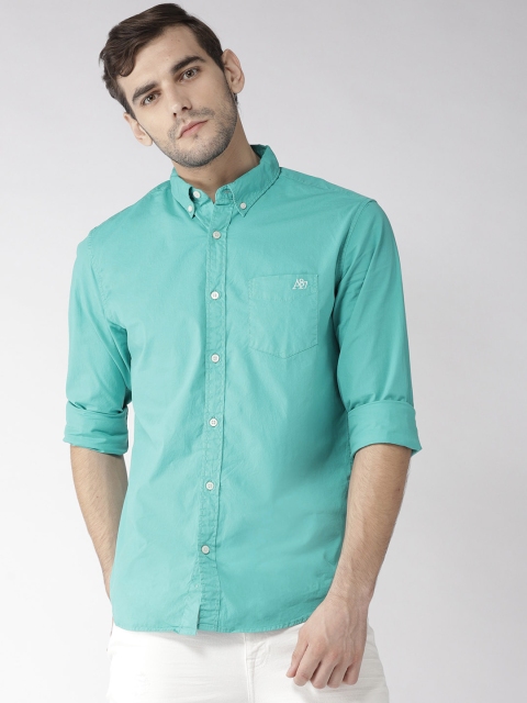

Aeropostale Men Sea Green Regular Fit Solid Casual Shirt