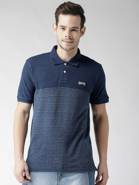 

Aeropostale Men Navy Printed Polo Collar T-shirt, Navy blue