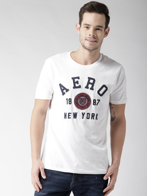 

Aeropostale Men White Applique Detail Round Neck T-shirt