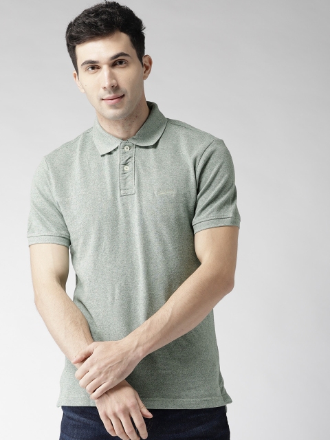 

Aeropostale Men Green Solid Polo Collar T-shirt