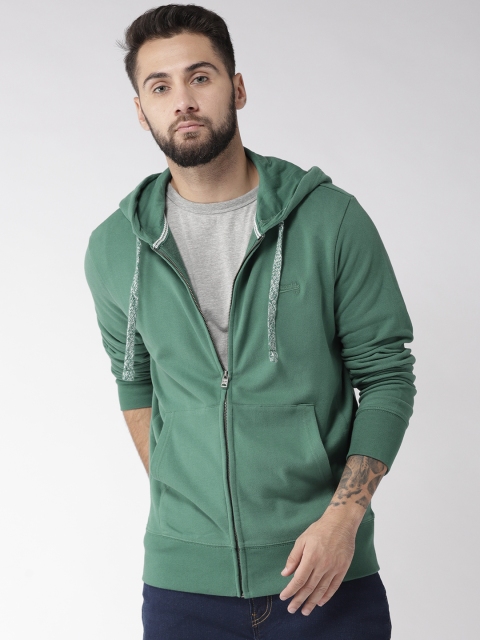 

Aeropostale Men Green Solid Hooded Sweatshirt