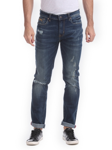 

Aeropostale Men Blue Slim Fit Mid-Rise Low Distress Jeans