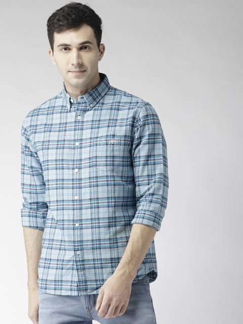 

Aeropostale Men Blue Regular Fit Checked Casual Shirt