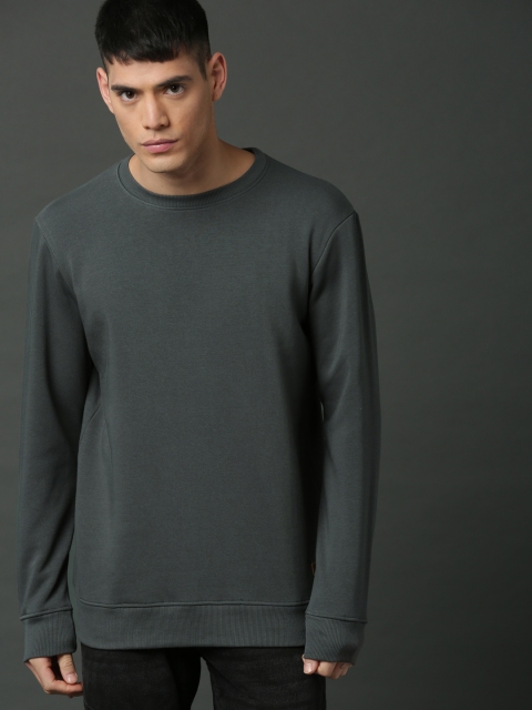 

Roadster Men Grey Solid Sweatshirt