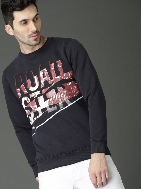 

Roadster Men Navy Blue Printed Sweatshirt