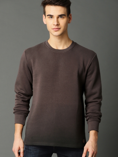 

Roadster Men Brown Solid Sweatshirt