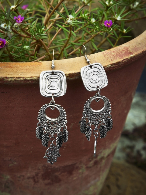 

ZeroKaata Silver-Toned Handcrafted Classic Drop Earrings
