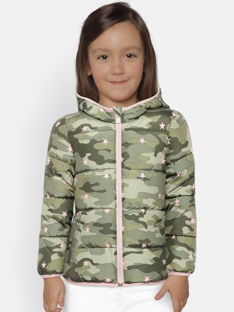 

GAP Girls Olive Green Camouflage Printed Puffer Jacket