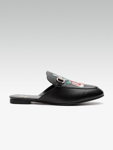 

Carlton London Women Black Embroidered Mules