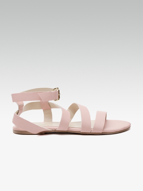 

Carlton London Women Pink Leather Mid-Top Open Toe Flats