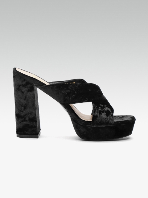 

Carlton London Women Black Velvet Solid Platform Heels
