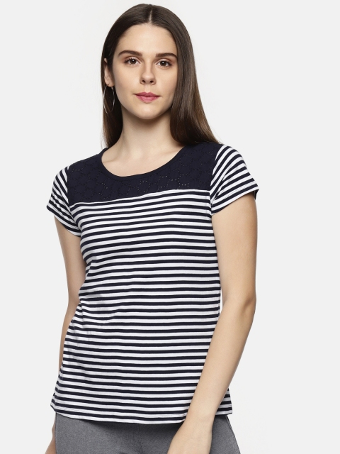 

Honey by Pantaloons Navy Blue Striped Pure Cotton Top