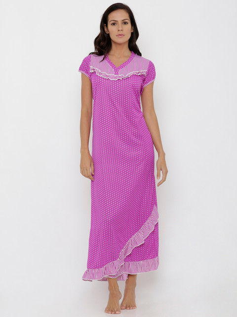 

Pretty Awesome Purple Striped Nightdress PTAS47