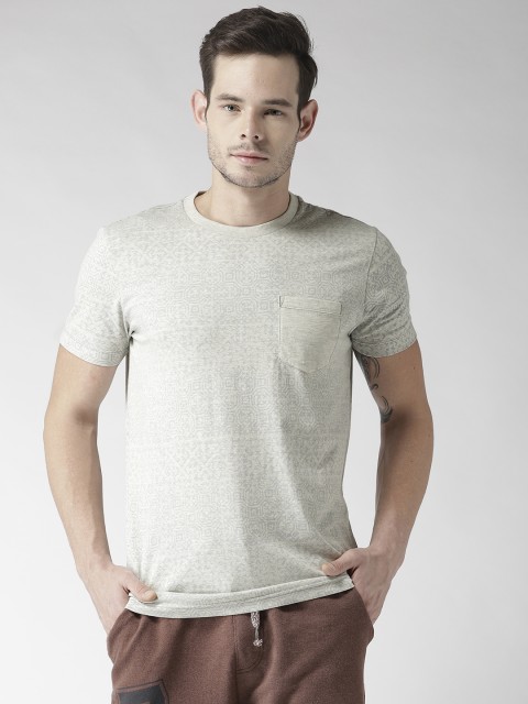 

Aeropostale Men Grey Melange Printed Round Neck T-shirt