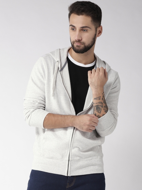 

Aeropostale Men Grey Melange Solid Hooded Sweatshirt