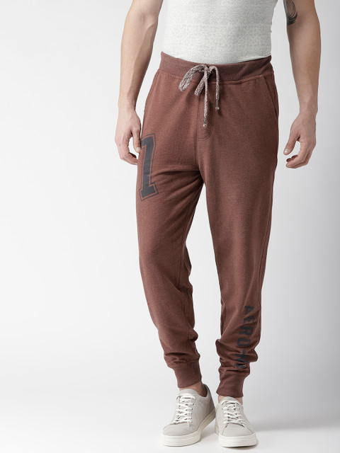 

Aeropostale Men Brown Solid Joggers