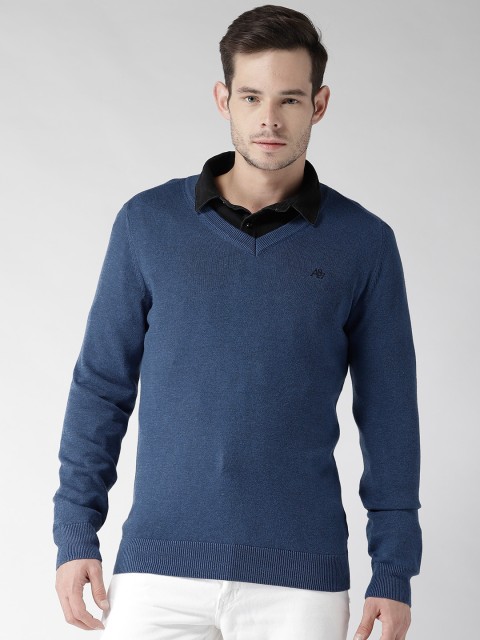 

Aeropostale Men Teal Blue Solid Pullover