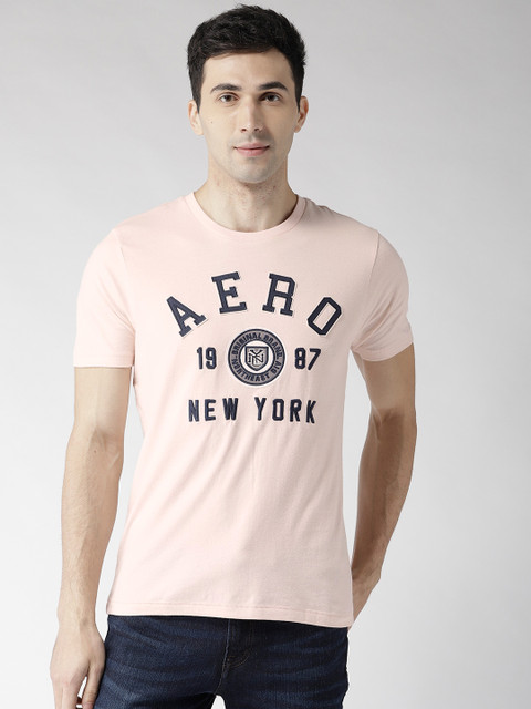 

Aeropostale Men Light Pink Self-Design Round Neck T-shirt