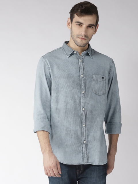 

Aeropostale Men White & Blue Regular Fit Self Checked Casual Shirt