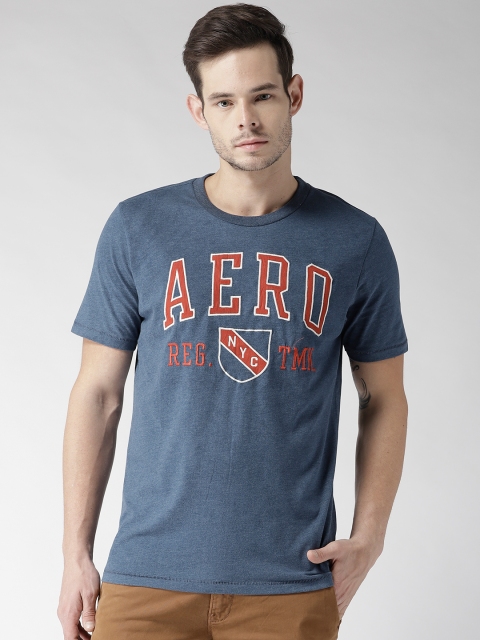 

Aeropostale Men Blue Applique Detail Round Neck T-shirt