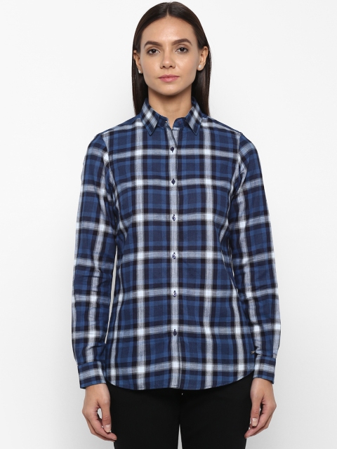 

Park Avenue Women Blue Regular Fit Checked Casual Shirt