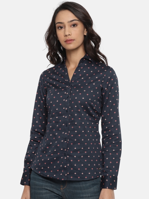 

Park Avenue Women Navy Regular Fit Conversational Printed Casual Shirt, Navy blue