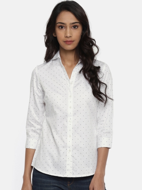 

Park Avenue Women White & Black Regular Fit Printed Casual Shirt