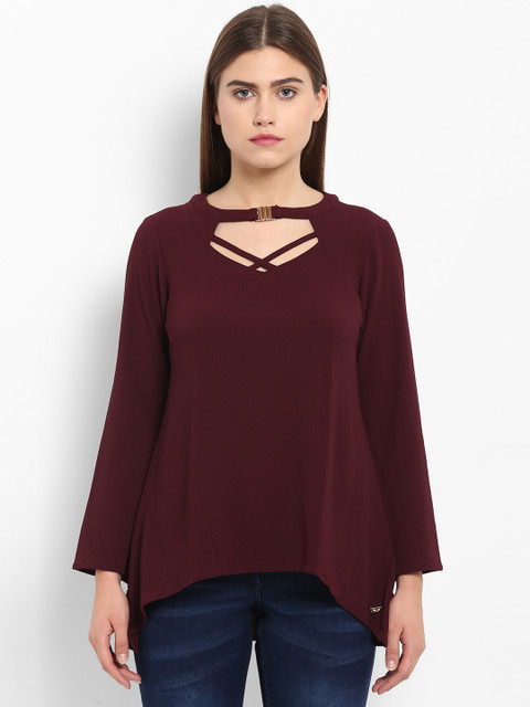 

Park Avenue Women Maroon Solid Top