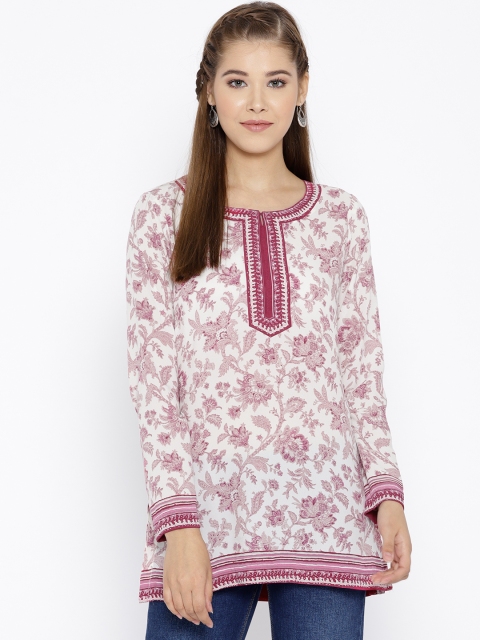 

Biba Off-White & Magenta Printed Kurti