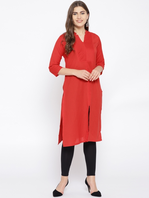 

Biba Women Red Solid A-Line Kurta