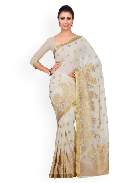 

MIMOSA Off-White & Golden Woven Design Kanjeevaram Saree