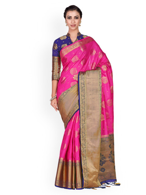 

MIMOSA Pink & Golden Woven Design Kanjeevaram Saree