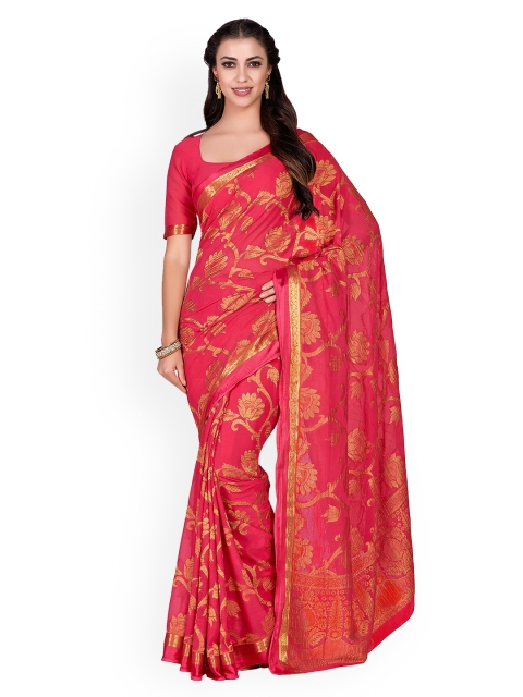 

MIMOSA Pink & Golden Woven Design Kanjeevaram Saree