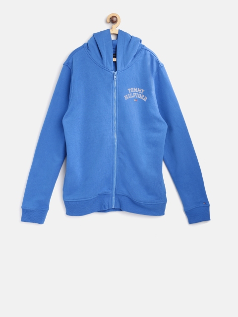 

Tommy Hilfiger Girls Blue Solid Hooded Sweatshirt