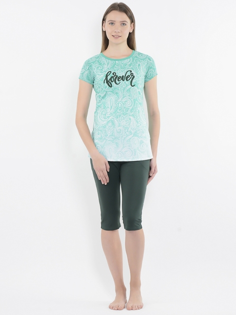 

Sweet Dreams Women Green Printed Night Suit 236078