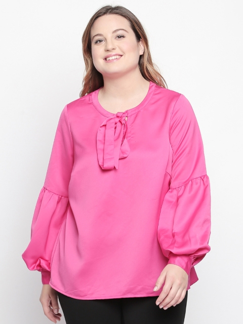 

JUNAROSE Plus Size Women Magenta Solid Top