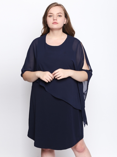 

JUNAROSE Plus Size Women Navy Blue Solid Sheath Dress