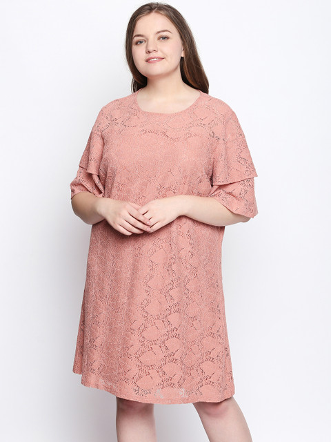 

JUNAROSE Plus Size Women Rose Self Design Sheath Dress