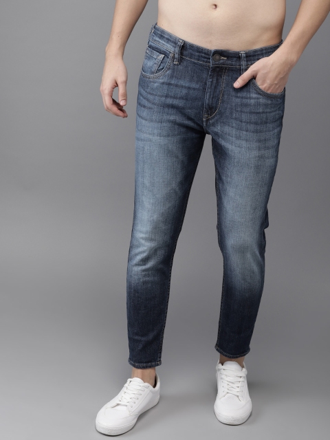 

HERE&NOW Men Blue Slim Fit Mid-Rise Clean Look Stretchable Cropped Jeans