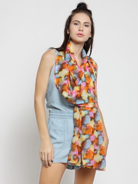 

J Style Women Orange & Pink Printed Stole