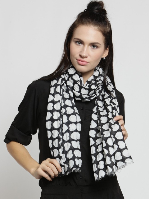 

J Style Women Black & Off-White Printed Stole