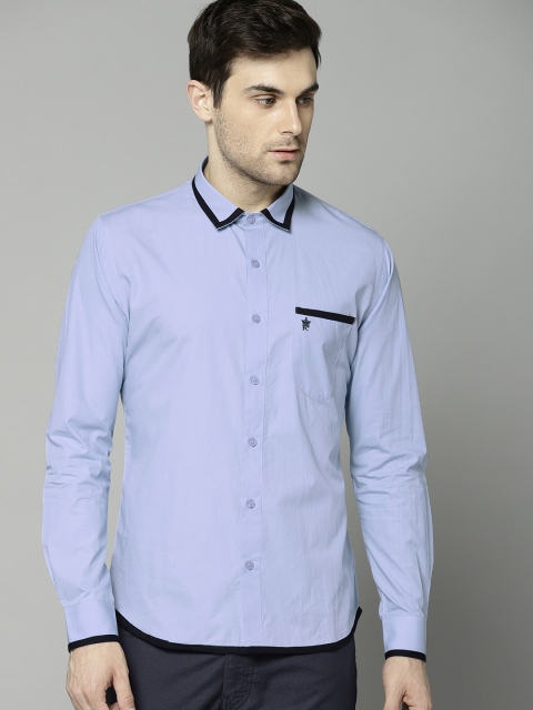 

French Connection Men Blue Regular Fit Solid Casual Shirt