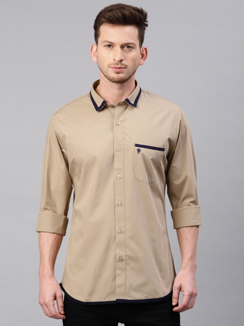 

French Connection Men Beige Regular Fit Solid Casual Shirt