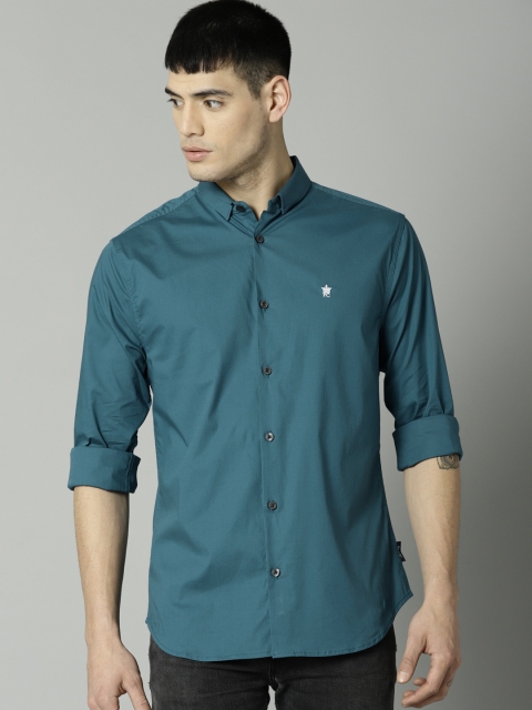 

French Connection Men Blue Regular Fit Solid Casual Shirt