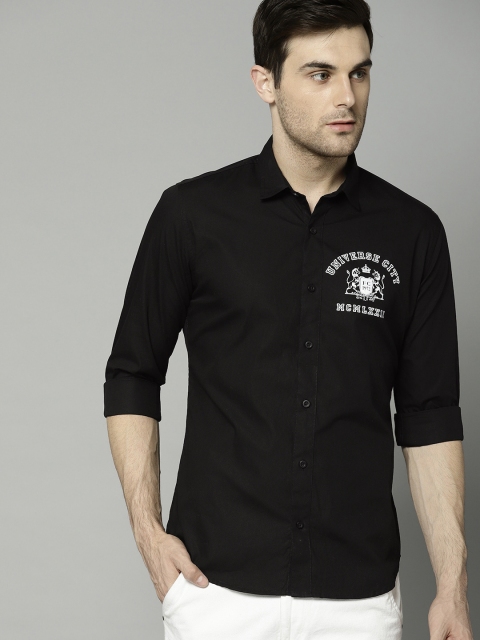 

French Connection Men Black Regular Fit Printed Casual Shirt