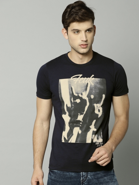 

French Connection Men Black Printed Round Neck T-shirt