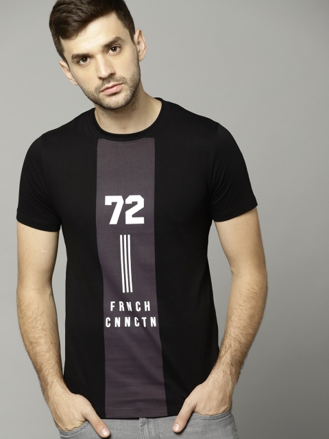 

French Connection Men Black Printed Round Neck T-shirt